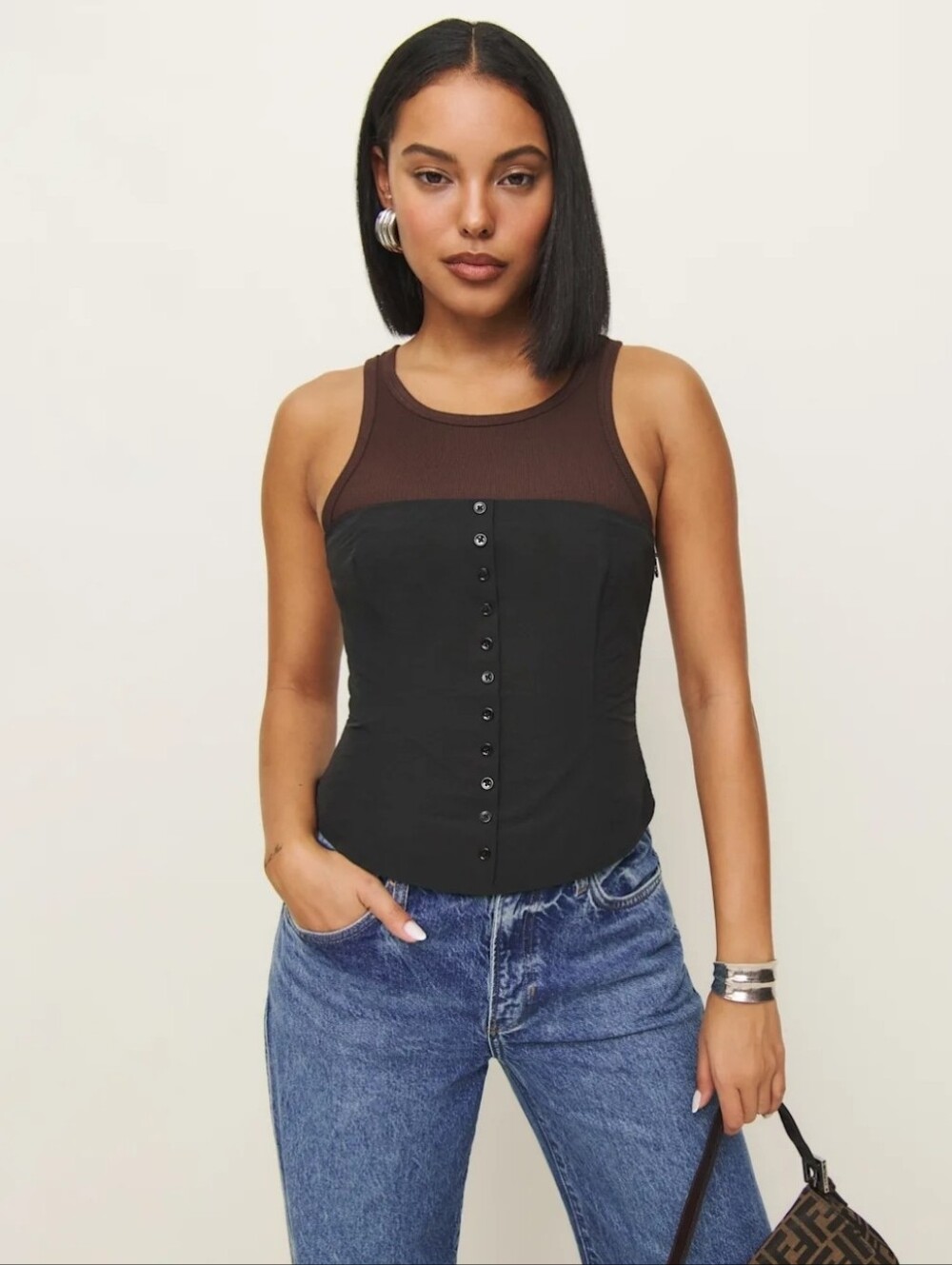 Reformation Hartley Top Black - Size 8
